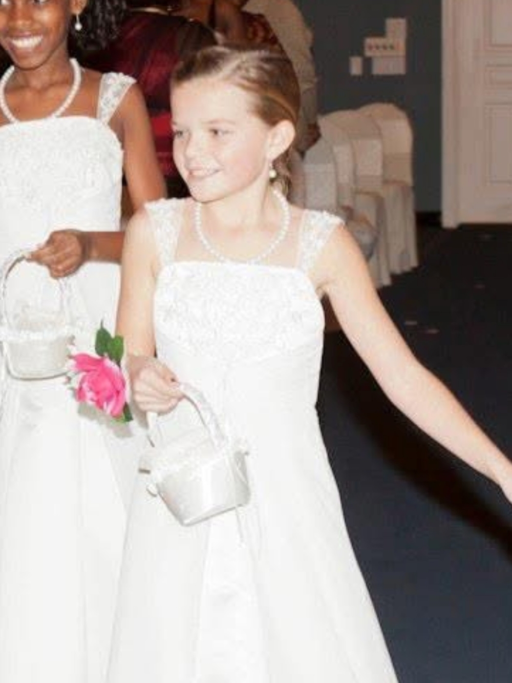 Ivory Flower Girl Dress with Beaded Detail Sz 8